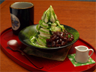Special deliciously ice cream with sweet bean paste and powdered green tea.